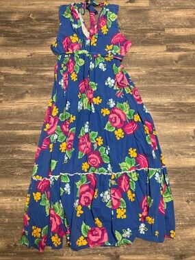 Matilda Jane Women's Dream Weaver Blue Floral Maxi Dress Size XXL Multicolor
